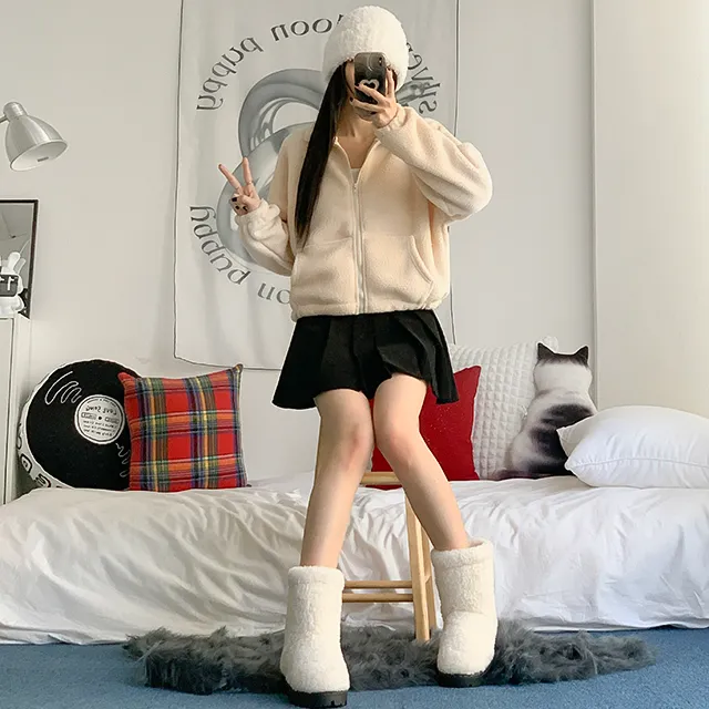 [가성비최고/3col] 앤디 루즈핏 양털 후리스 크롭 집업 / 플리스집업 / 최저가보장 / 크롭후리스 / 양털집업 / 하이넥집업 / 가격실화 / 도톰폭닥 / 뽀글이 / 방한템 상세 이미지 17