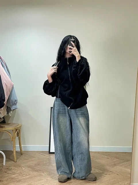 후리스 투웨이 플리스 집업 셔링 트레이닝 빅사이즈 오버핏 쇼매셔링 폴리스 캐주얼 상세 이미지 73