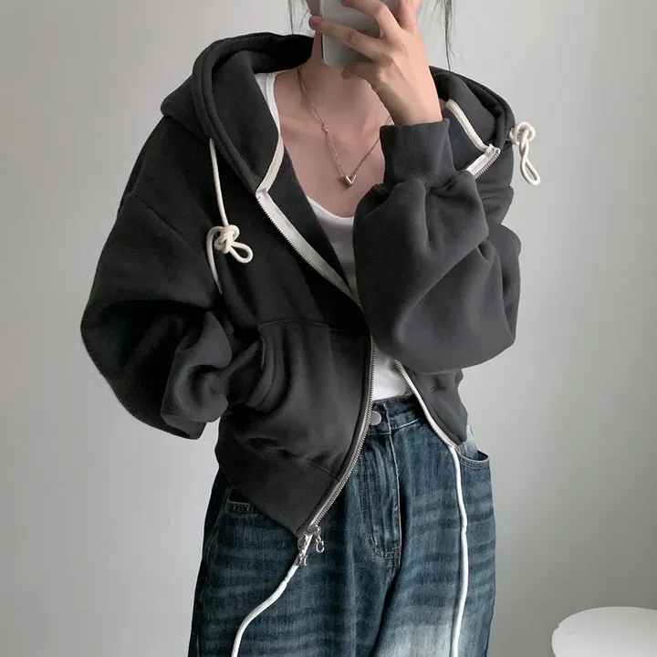 [완전인기✨/백염컬러 당일출고!] 자체제작 크치Made 꿈에 나온 핏, 투웨이 양기모 크롭 후드집업 ver 아우터 자켓 - zipup 상세 이미지 201