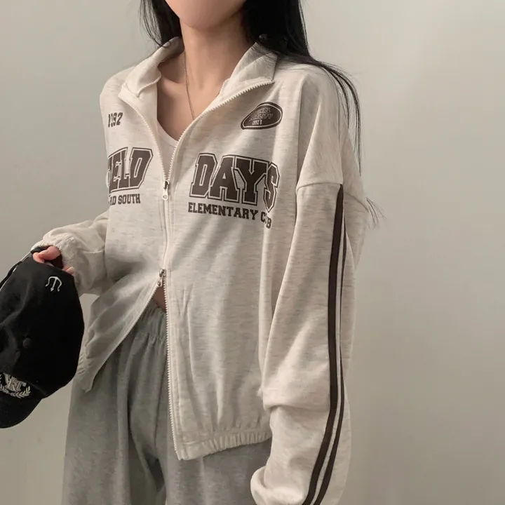 [후기보장*.*/🤎] 필드 라인 배색 투웨이 카라 레터링 집업,점퍼 - 4color 상세 이미지 36