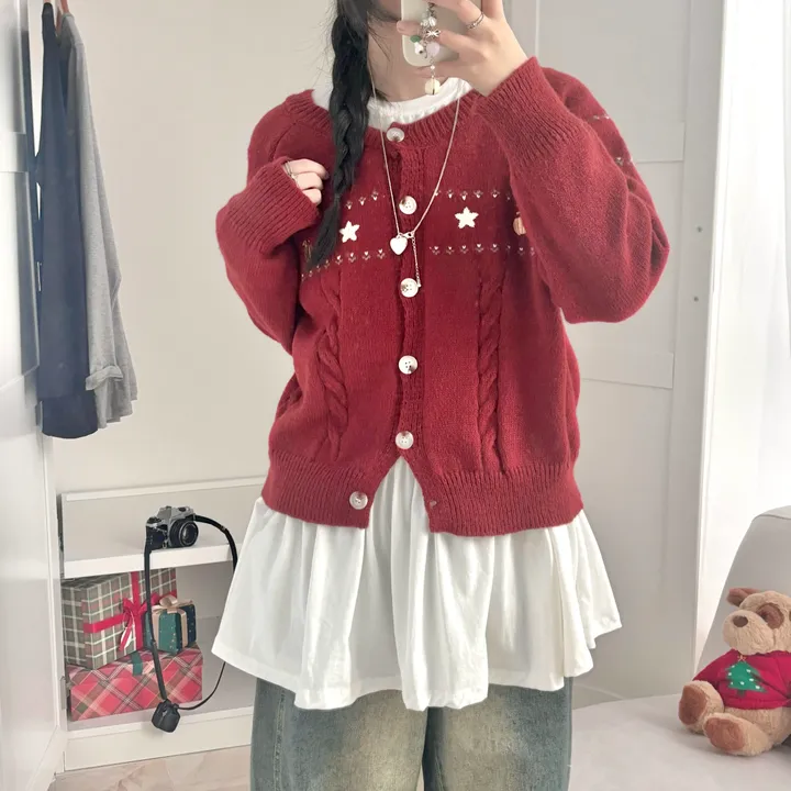 주문폭주🔥 [러블리~🧸/도토리🌰] 빈티지 자수 꽈배기 케이블 가디건 봄 가을 겨울 니트 상세 이미지 27