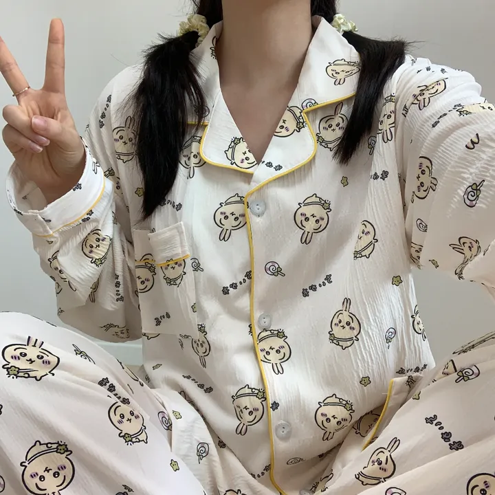[신상💛] 먼작귀 우사기 요루 집순이 생일선물 긴팔 긴바지 잠옷 파자마 홈웨어 세트 상세 이미지 5