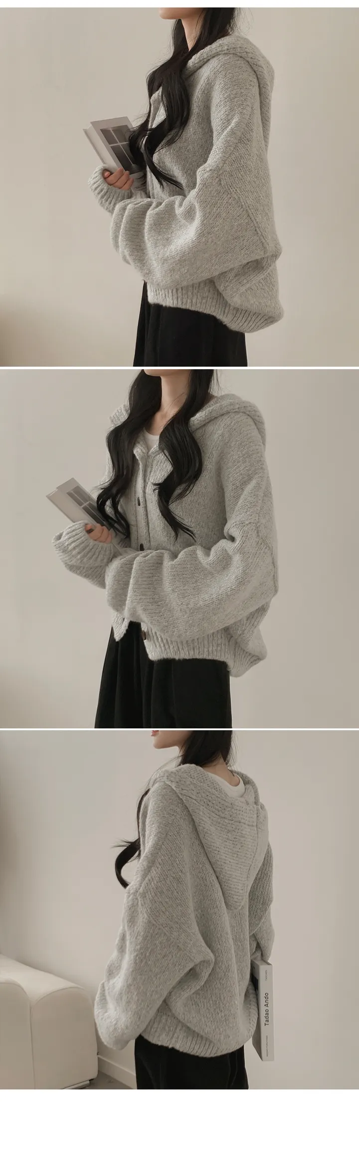 [폭닥폭닥/오버핏] 도도 파스텔 도톰 니트 후드가디건 봄신상 빅사이즈 루즈핏 상세 이미지 10