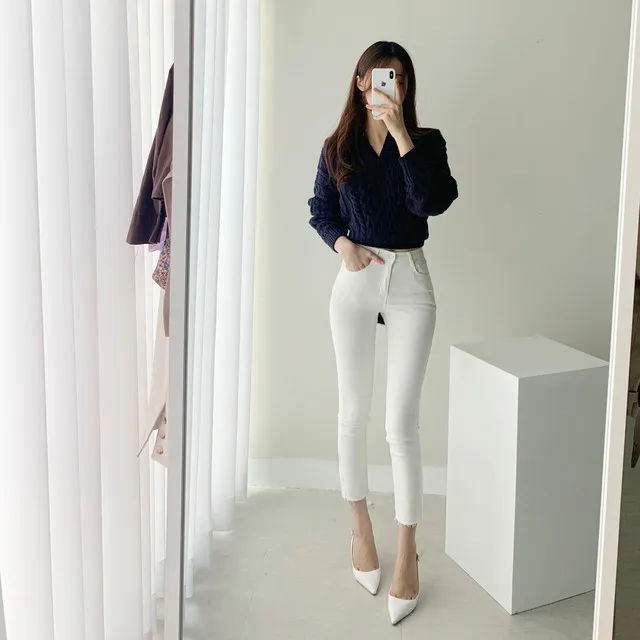 [빠른배송/1만장돌파] 스판굿 반하이 8부 일자 팬츠 면바지 화이트 블랙 베이지 상세 이미지 4