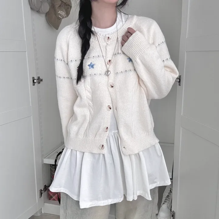 주문폭주🔥 [러블리~🧸/도토리🌰] 빈티지 자수 꽈배기 케이블 가디건 봄 가을 겨울 니트 상세 이미지 13