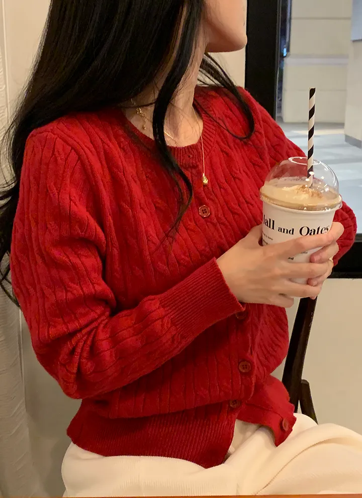묶음할인🤍[겨울⛄️] 리즈 꽈배기 라운드 니트 가디건 상세 이미지 25