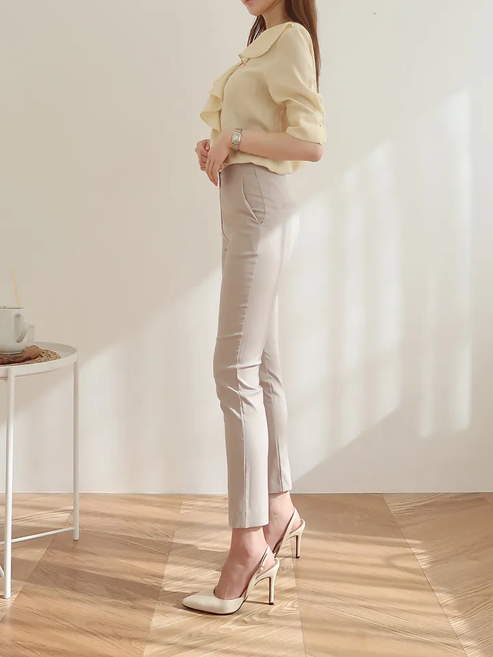 [55~77/일반,기모] 인생핏 슬림 일자 스키니핏 하이웨스트 스판 간절기 겨울 슬랙스 상세 이미지 7