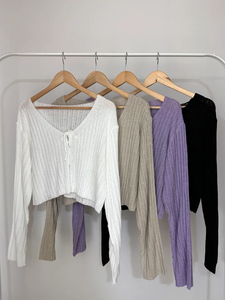 [청순무드/얇은 가디건] Ribbon-strap bolero knit cardigan 리본 스트랩 볼레로 니트 가디건 상세 이미지 6