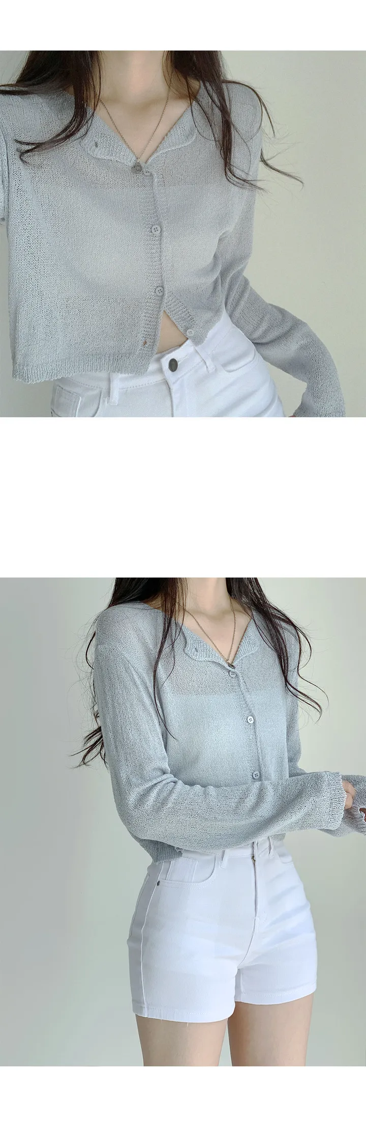[살안타💖] 팝핑 솜사탕 니트 가디건크롭 시스루 레이어드 볼레로 커버업 부클 가디건 가을 간절기 아우터 살안타템 상세 이미지 104