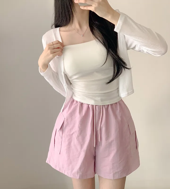 아이스 카고 아노락 밴딩 반바지 - 4color (바스락/숏팬츠/포켓/스트링/트레이닝) 상세 이미지 15