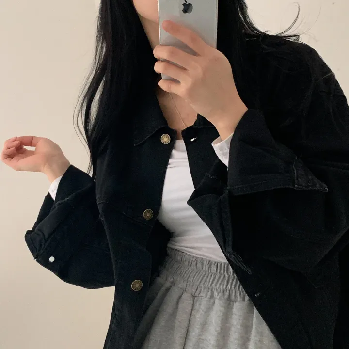 [빈티지/오버핏] 허쉬 봄,가을 루즈핏 흑청 면자켓;2col 상세 이미지 36