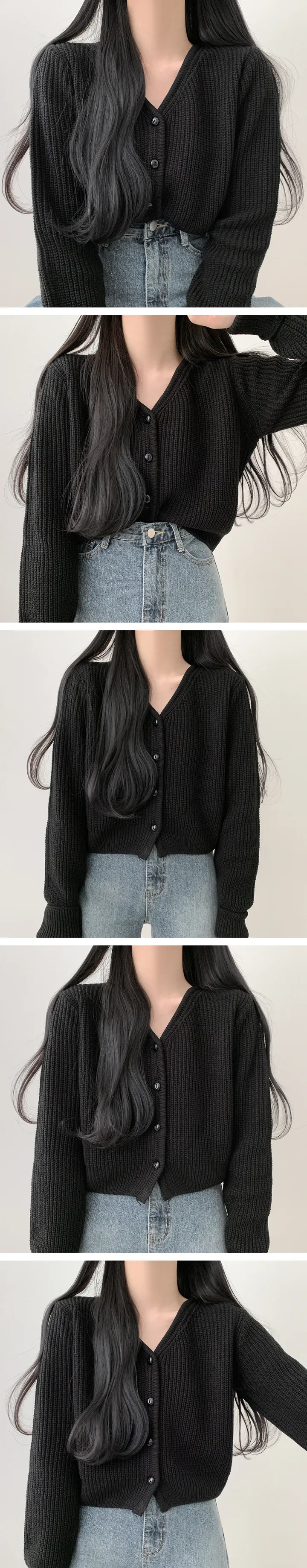 구슬단추 브이넥 긴팔가디건 [6color] 상세 이미지 7