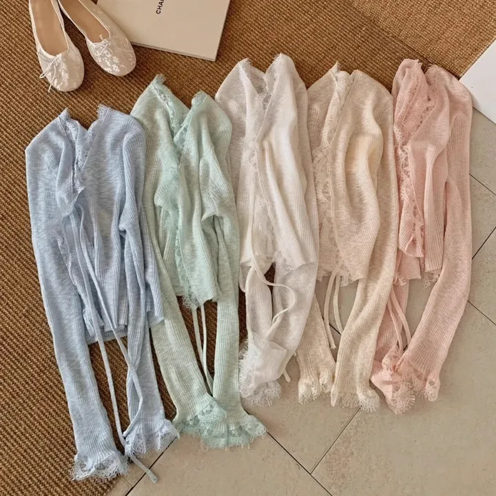 당일출고💗 여리핏 시스루 물결 리본 가디건 (5COLOR) 상세 이미지 1
