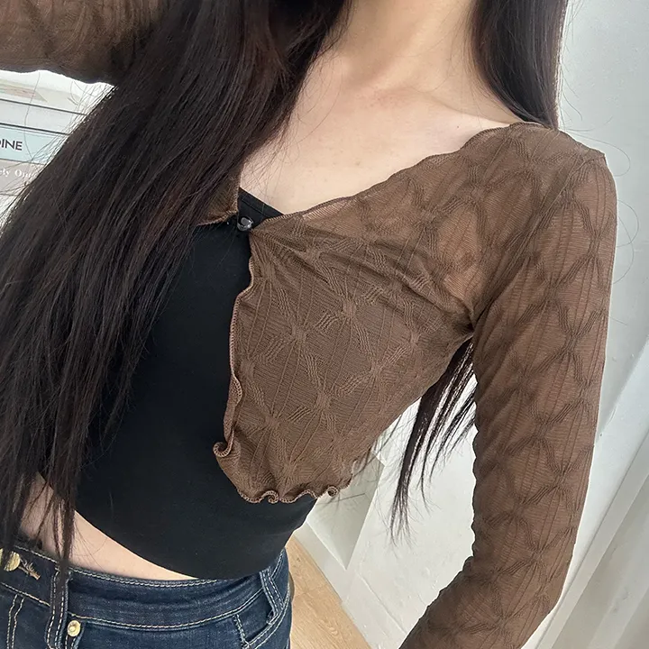 [살안타템/주문폭주] 다이아 시스루 크롭 물결 가디건 상세 이미지 18