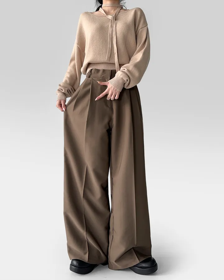 [~3XL/2기장] 르네상스 모더니즘 더블 핀턱 통 와이드 루즈핏 슬랙스 긴바지 롱팬츠 상세 이미지 48