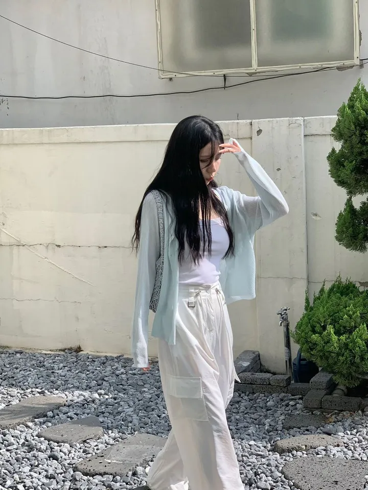 릴리 여름 골지 라운드 긴팔 가디건 (3color) - 여름가디건 살안타템 햇빛차단 데일리룩 여행룩 휴가 바캉스룩 상세 이미지 19