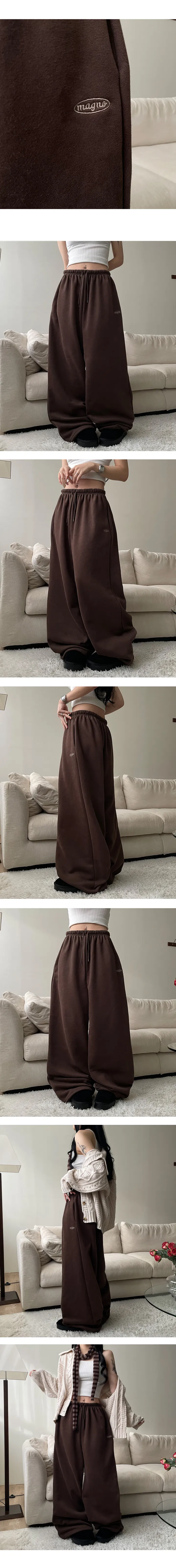 3XL 양기모 자수포인트 밑단스트링 와이드 팬츠 [빅사이즈/통통제작] 상세 이미지 7
