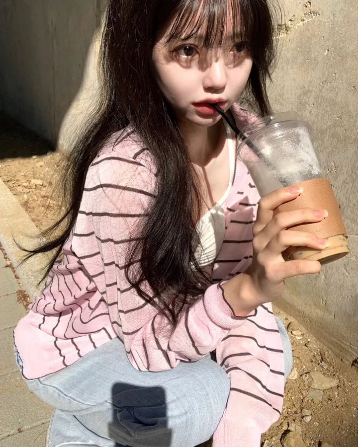🍓크림딸기 스트라이프 단가라 여름 시스루 가디건 -4col 상세 이미지 6