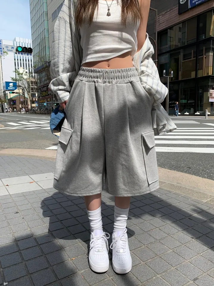 🚀2size/부분당일발송🚀 루어 카고 버뮤다 PT / 코튼 면 밴딩 트레이닝 와이드 버뮤다 팬츠 여름 반바지 바지 버뮤다팬츠 버뮤다바지 5부바지 6부바지 카고반바지 카고버뮤다 상세 이미지 16