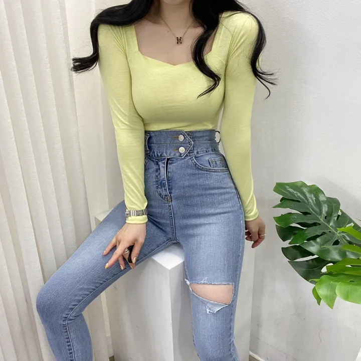 🚀당일발송🚀[묶음할인/기본템] 봄 가을 알프 셀리 스퀘어넥 긴팔 티셔츠 이너티 상세 이미지 28