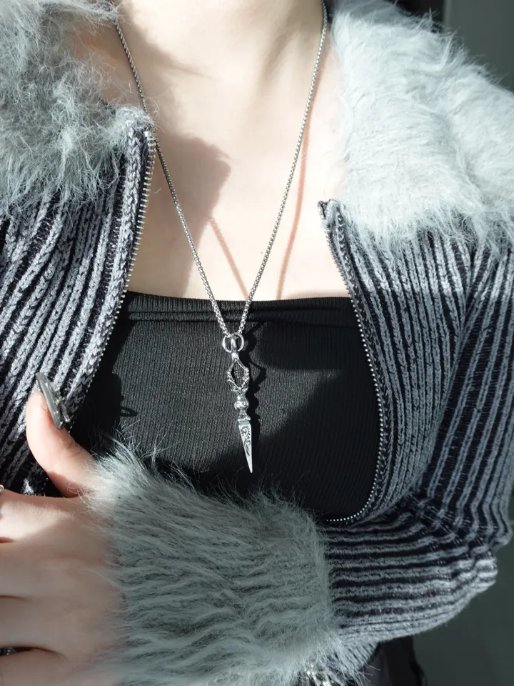 [s.steel] sculpture necklace | 조각 빈티지 목걸이 써지컬 상세 이미지 11