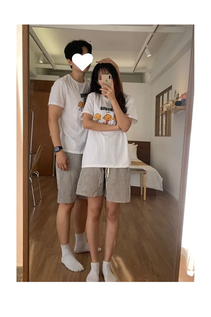 ❣️신상❣️ 남녀 커플 반바지 잠옷 스트라이프 여름 팬츠 2종 상세 이미지 4