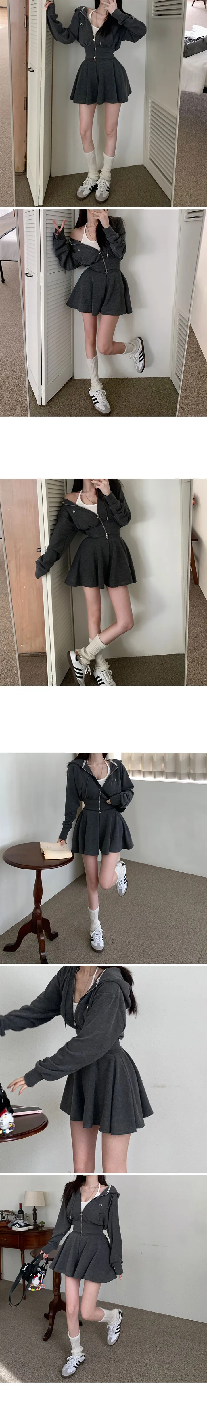 *5col/기본,롱*[허얇골넓보장] made 코르셋 후드 플레어 세트 봄트레이닝 봄신상 상세 이미지 23