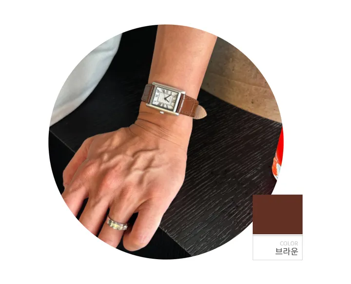 [당일출고] 스퀘어 가죽 미니 작은 네모 손목 사각 패션 커플 시계 상세 이미지 15