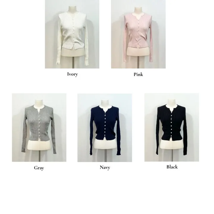 (부드러워요!) 5color 로제 소프트 골지 텐션 슬림핏 버튼 롱슬리브 니트 가디건 상세 이미지 7