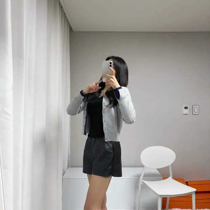 *원단최고, 포인트룩* 라인 배색 라운드 니트 가디건 상세 이미지 18
