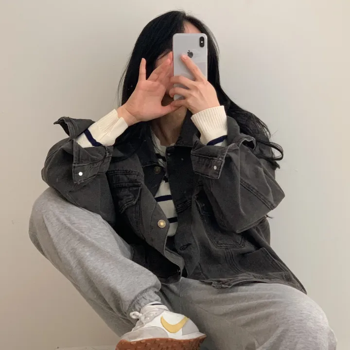 [빈티지/오버핏] 허쉬 봄,가을 루즈핏 흑청 면자켓;2col 상세 이미지 21