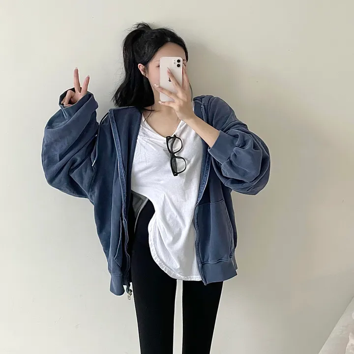 [커플템왕추천❤️/탄탄고퀄] 베이 피그먼트 쭈리 투웨이 후드집업 상세 이미지 22