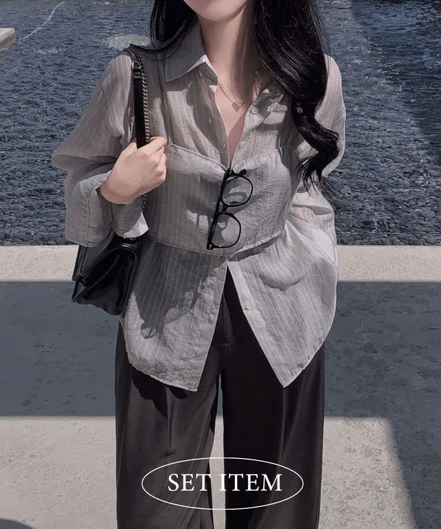 [세트가격!🩶/뒷리본]옷장에 하나쯤은,노팅힐 루즈핏 셔츠 블라우스 + 나시 뷔스티에 투피스 세트