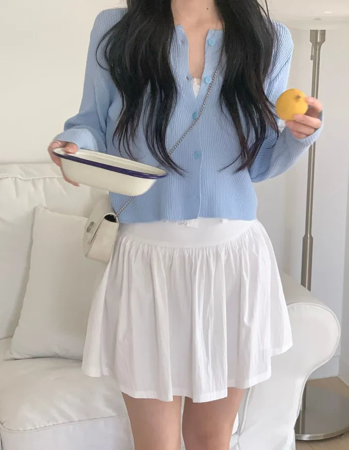 레이 여름 린넨 골지 크롭 라운드 긴팔 가디건 (9color) [ 봄 여름 살안타템 데일리룩 기본 베이직 ] 상세 이미지 36