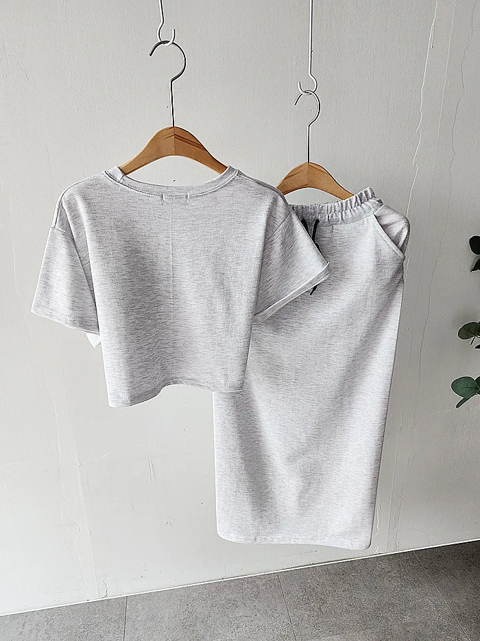 (깐깐한초이스 무료배송) 세비지 크롭티 롱스커트 코디세트 [3color 그린 라이트그레이 블랙] 상세 이미지 3