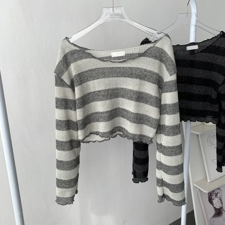 *주문폭주* [데일리힙set] 물결 단가라 니트 티셔츠 & 흑청 사이드워싱 데님 팬츠 [D1-9] 상세 이미지 22