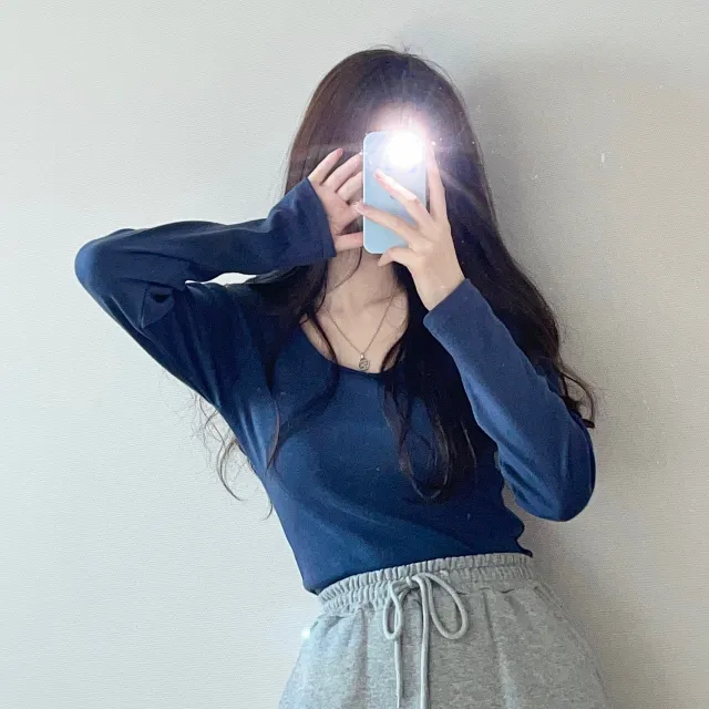 (4color/소장필수)기본 스퀘어넥 긴팔 -t 상세 이미지 4