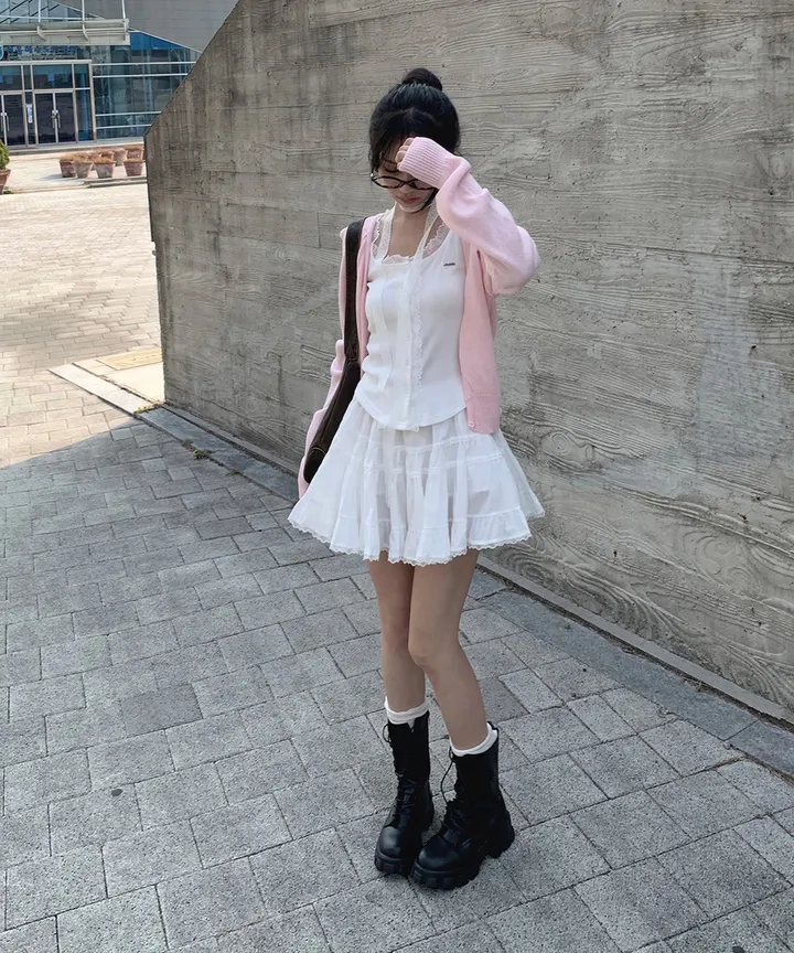 [데일리🫧벚꽃룩] 부코 펜던트 브이넥 니트 가디건 봄 가을 / 벚꽃룩 개강룩 데이트룩 여름가디건 여름니트 클래식블랑 상세 이미지 30