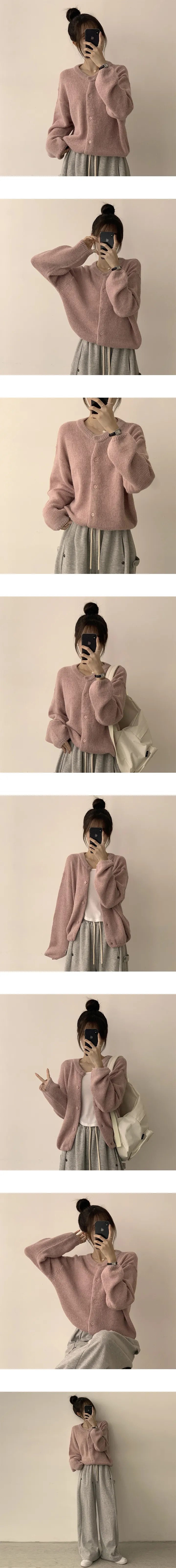 [울 함유/뽀송/후기극찬!] 미미 알파카 라운드 긴팔 루즈핏 베이직 겨울 오버핏 봄 기본 가디건 4color 상세 이미지 7