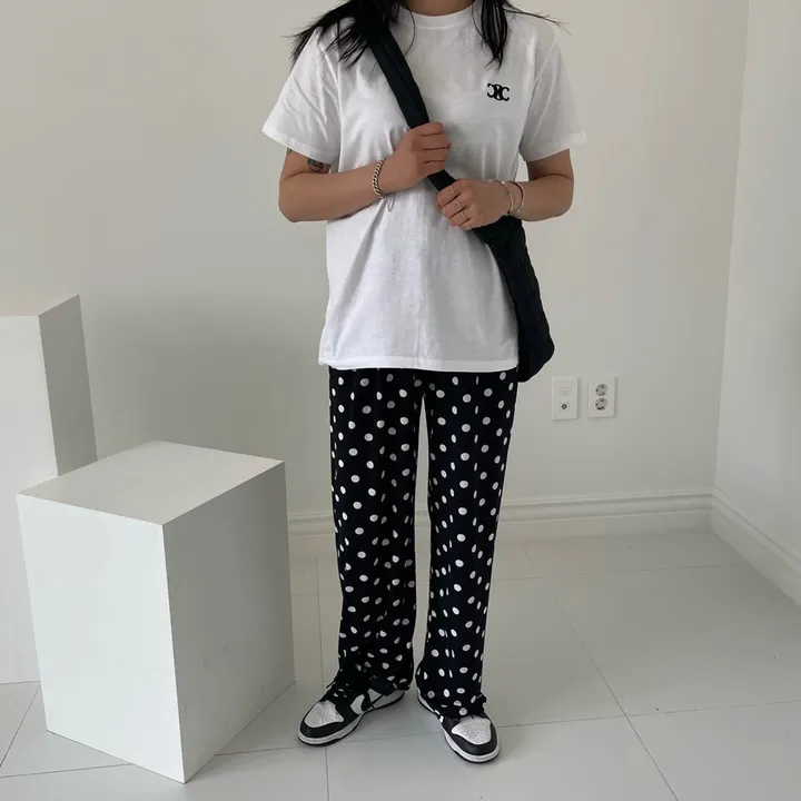 [와이드핏/시원한원단] 도트패턴 땡땡이 밴딩팬츠 냉장고바지 유니크룩 / 여름 여름옷 홈웨어 여름바지 바캉스룩 마실룩 밴딩통바지 상세 이미지 23