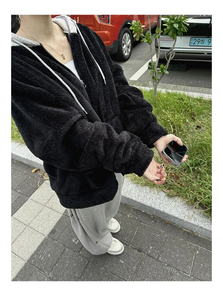 [당일배송][양털/뽀글이]후드 플리스 투웨이 겨울 따뜻한 데일리 점퍼 3color 묶음할인중 상세 이미지 76