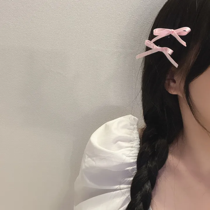 🎀당일//최저가/+색상추가🎀 미디움size [자체제작/2,4,6p] 새틴 중간사이즈 리본핀 5color / 헤어핀 머리핀 집게핀 리본 공주 우정 커플 워터밤 z011 상세 이미지 18