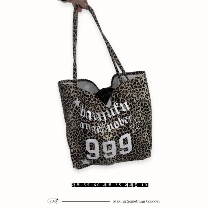 MADE / Harajuku Angel Big Bag / Y2K 갸루 빈티지 레오파드 보부상가방 레터링백 숄더백 빅백 헬스가방 여행가방 상세 이미지 4