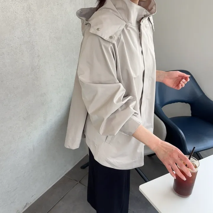간절기 루즈핏 A라인 후드 바람막이 점퍼 상세 이미지 2