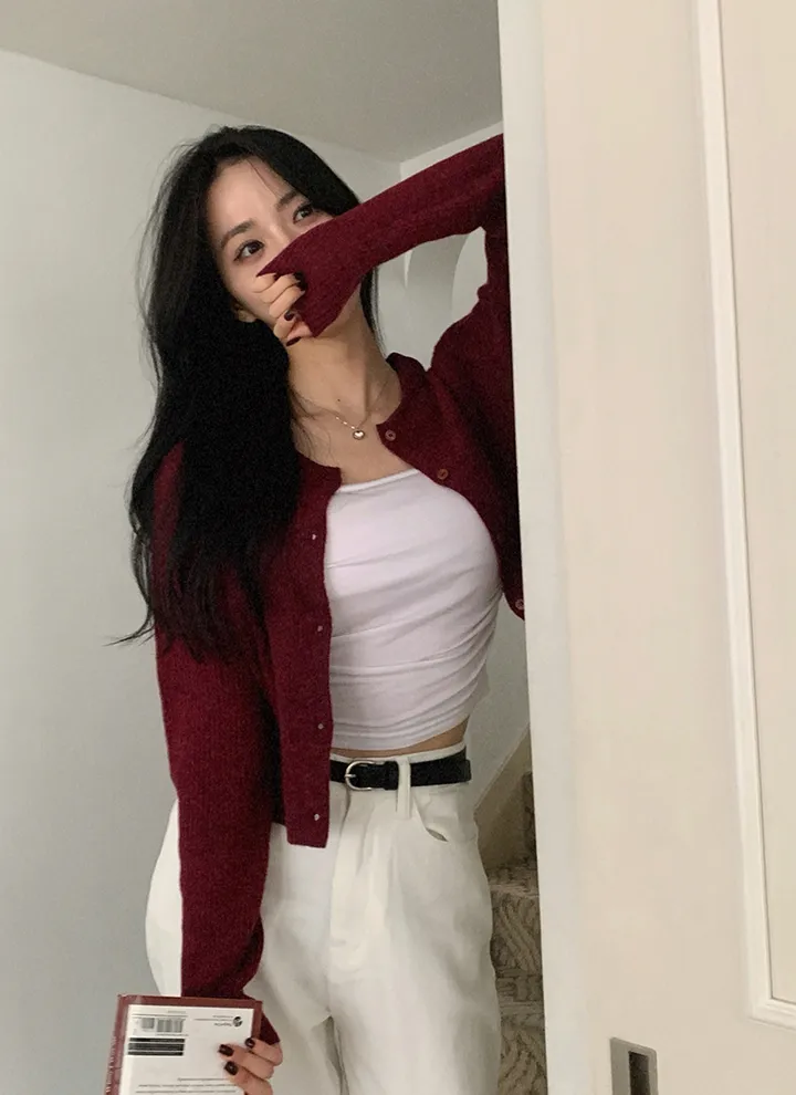 1+1할인🐰[루즈핏🤍] 베리 골지 라운드넥 가디건 상세 이미지 14