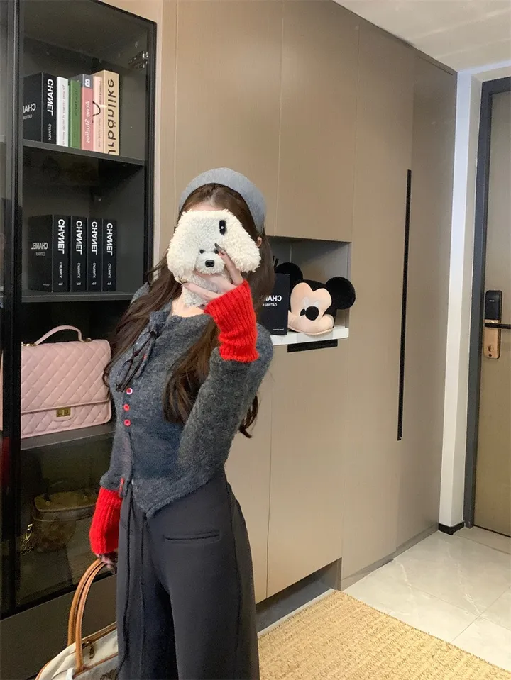 ❣️스타일업❣️ 투톤 가디건 배색 기본 이너 간절기 아우터 봄 가을 가디건 상세 이미지 16