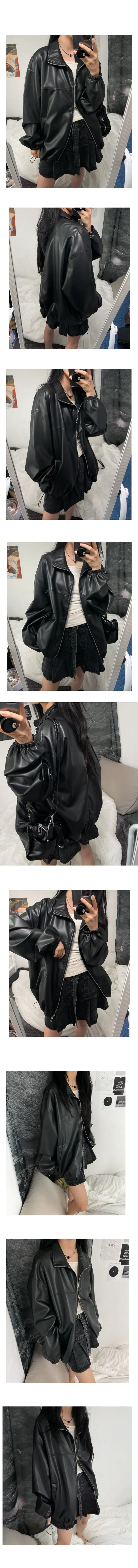2way balloon leather jacket 상세 이미지 4