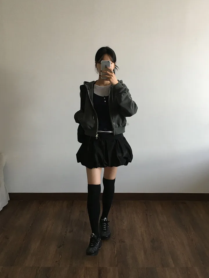 피그먼트 크롭 후드 집업 (4color) 상세 이미지 10