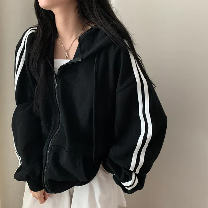 [루즈핏/꾸안꾸🖤] 키트 투라인 후드 집업 점퍼 상세 이미지 6