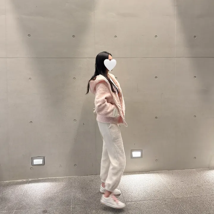 [러블리⛄/털빠짐X] 핑키 딸기우유 소프트 후드 퍼 뽀글이 앙고라 코트 집업 자켓 상세 이미지 26